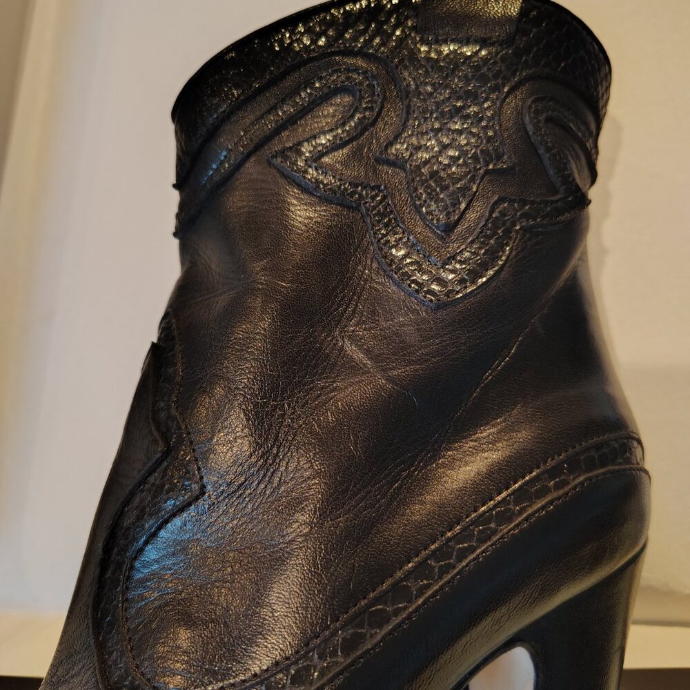 Giampaolo Viozzi - Italian Made Black Leather Pull-on Ankle Boot - Picture 2 of 6